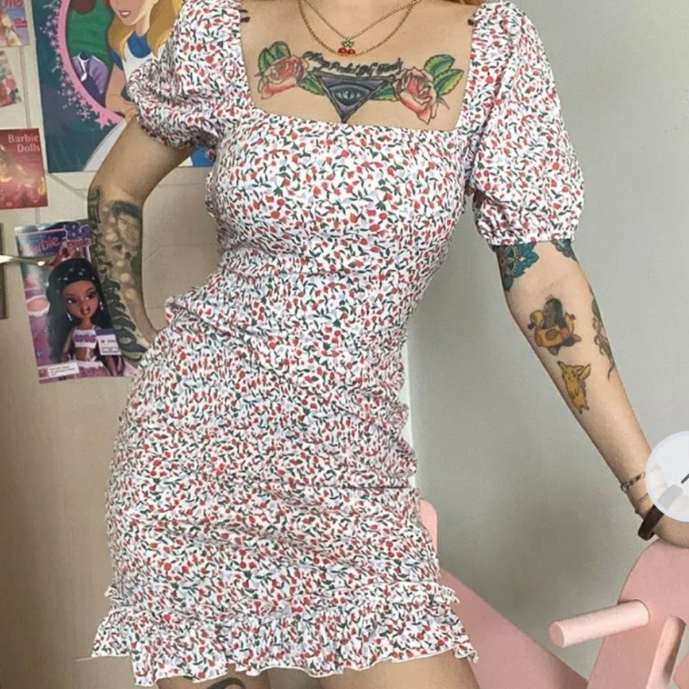 Cottage-core lace up dress